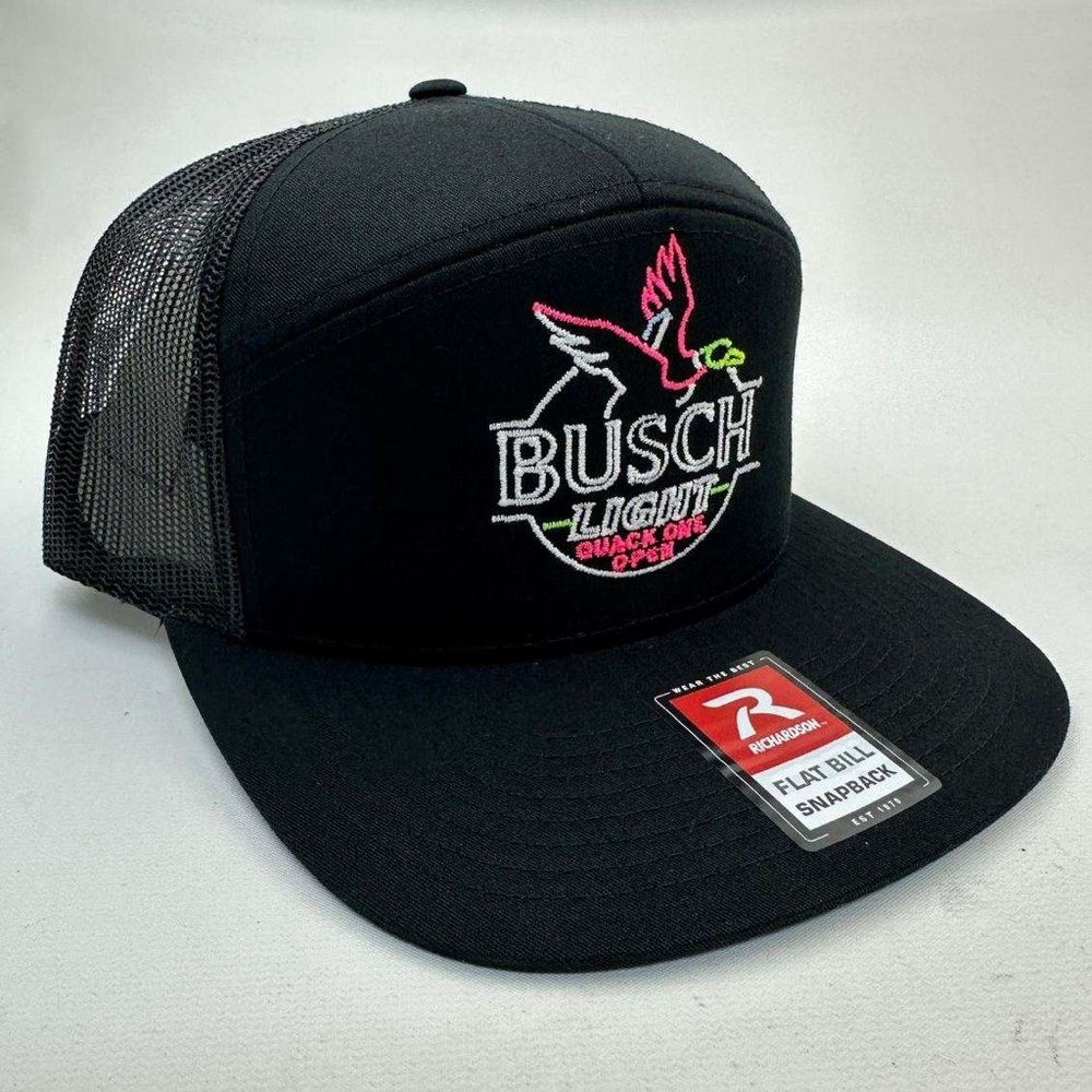 Busch Duck Hunter's Beer Drinking Hat Cap Mesh Snapback Black Flat Bill … - Picture 3 of 4